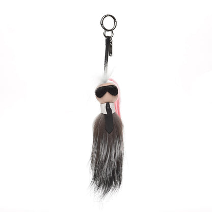 Fendi Mink Fox Goat Fur Mini Karlito Bag Charm Pink 1 of 4