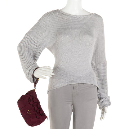 Prada Tessuto Nylon Origami Pleated Wristlet Wine 2 of 10