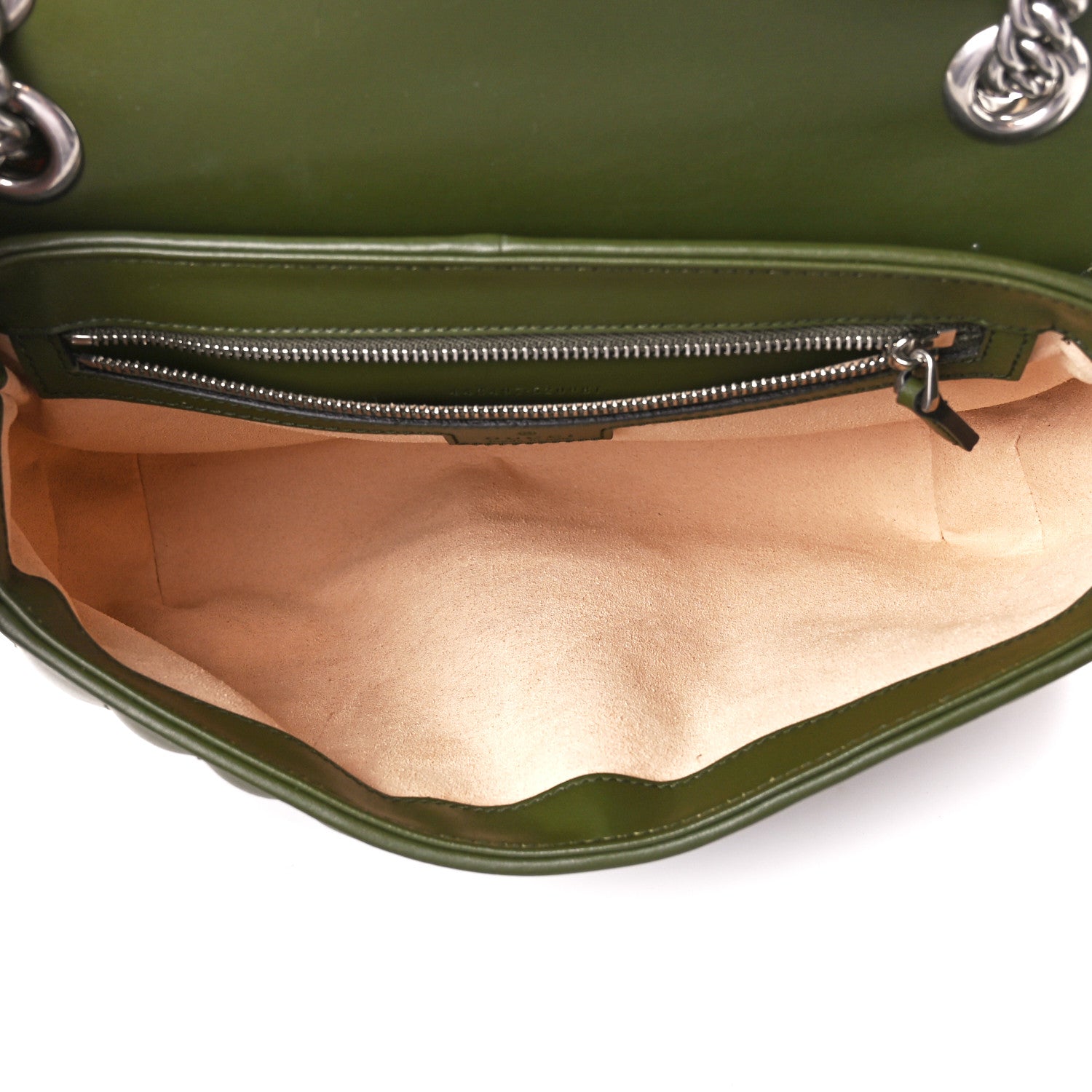 Gucci Calfskin Matelasse Aria Small GG Marmont Shoulder Bag Military Wood 5 of 11