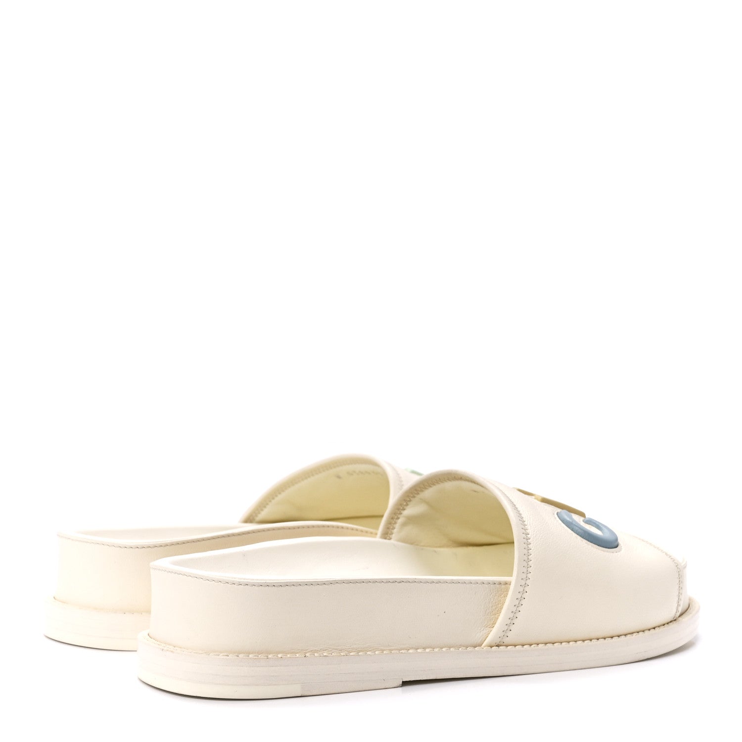 Chanel Lambskin Cha-Nel Mule Sandals 38.5 Ivory Multicolor 4 of 8