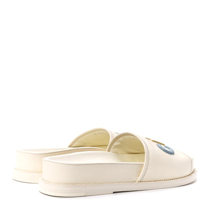Chanel Lambskin Cha-Nel Mule Sandals 38.5 Ivory Multicolor 4 of 8