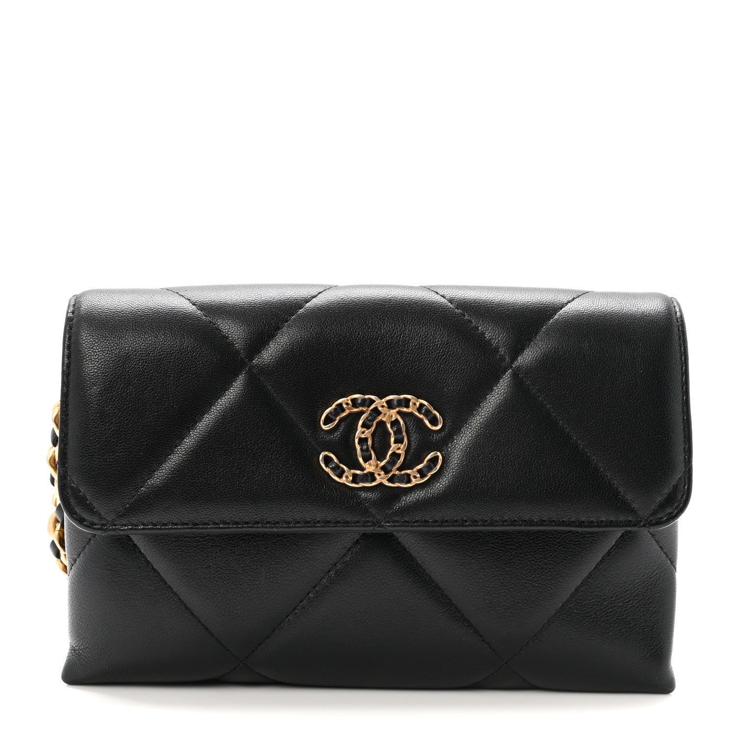 Chanel Lambskin Quilted Chanel 19 Flap Clutch Black 1 of 9