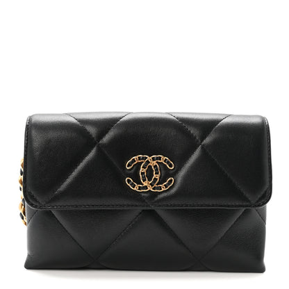 Chanel Lambskin Quilted Chanel 19 Flap Clutch Black 1 of 9