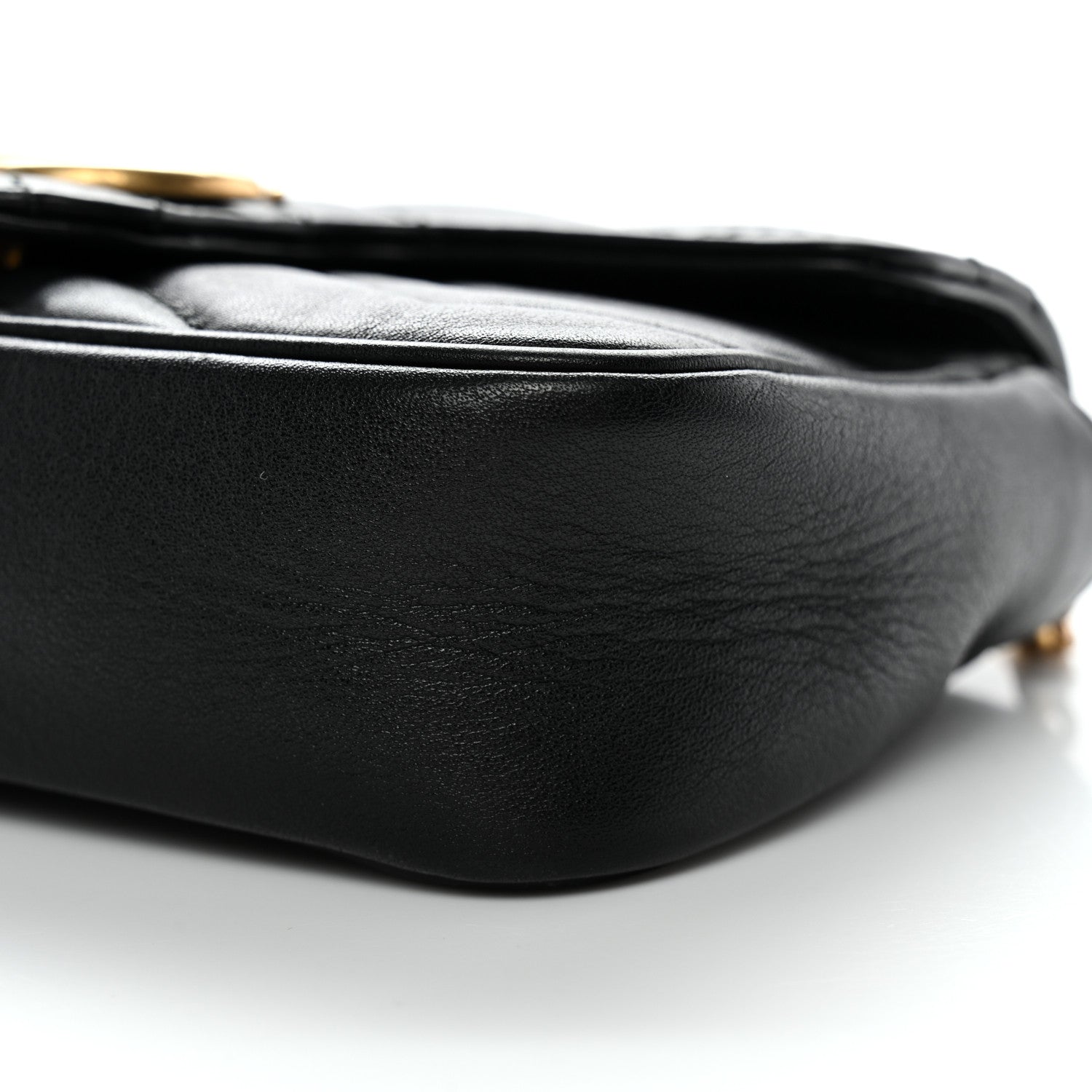 Gucci Calfskin Matelasse Super Mini GG Marmont Shoulder Bag Black 9 of 13