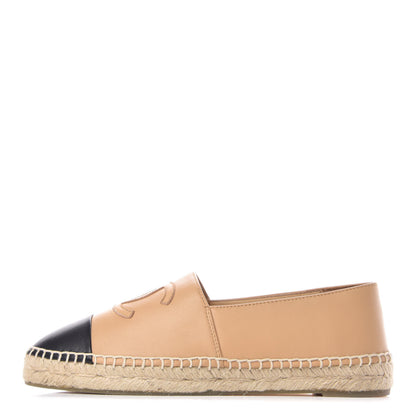 Chanel Lambskin CC Espadrilles 39 Beige Black 1 of 10