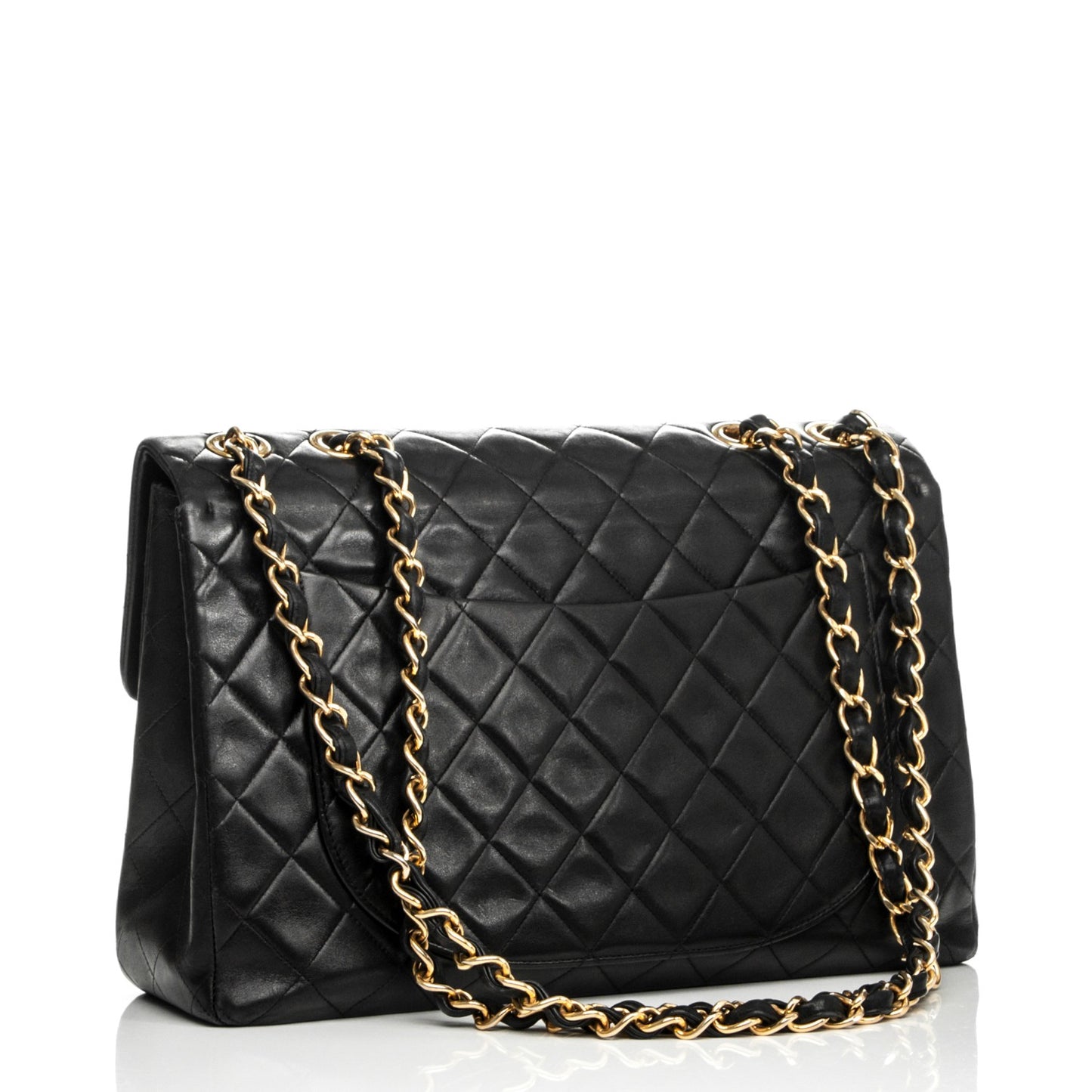 Lambskin Quilted XL Jumbo Single Flap Black