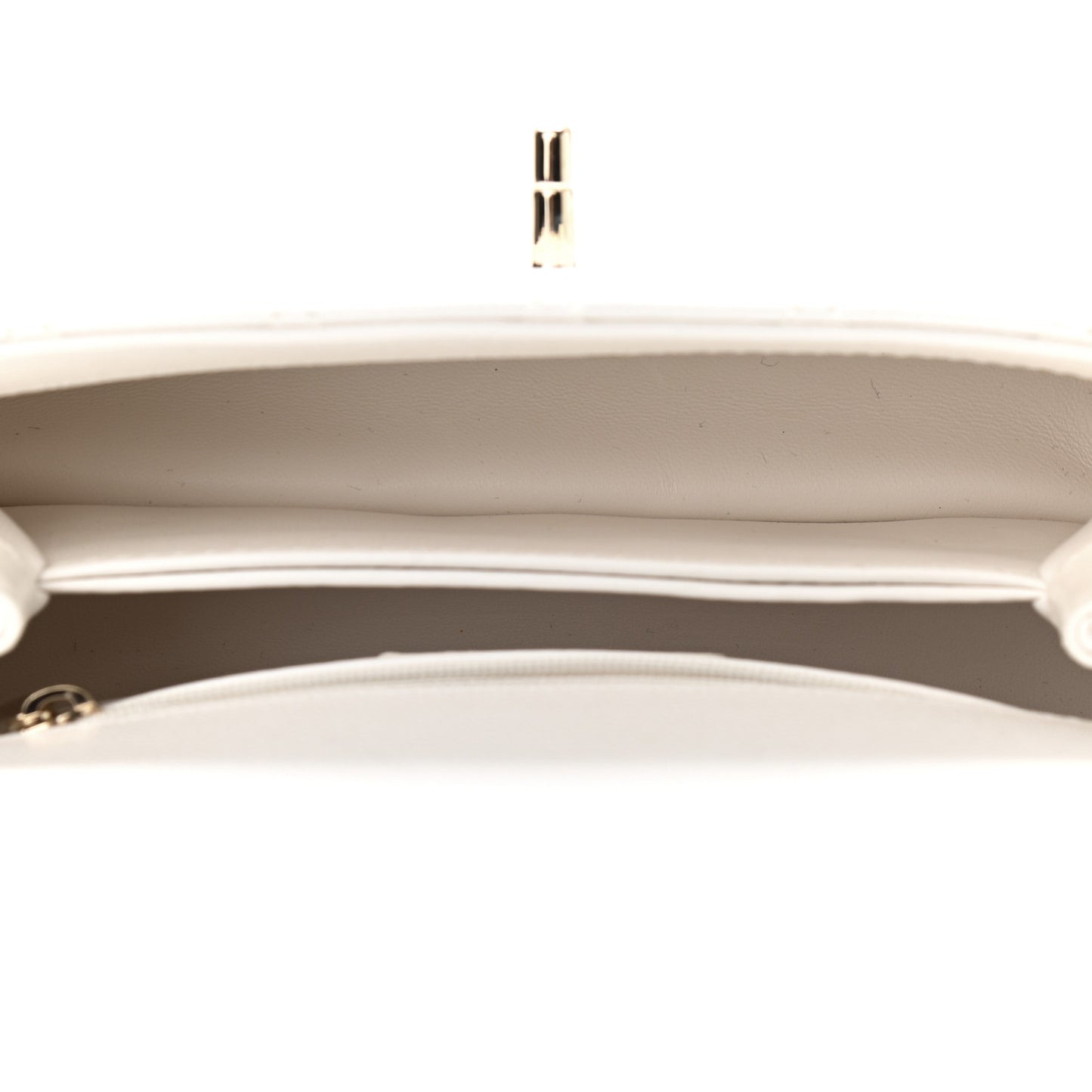 Caviar Quilted Mini Coco Handle Flap White