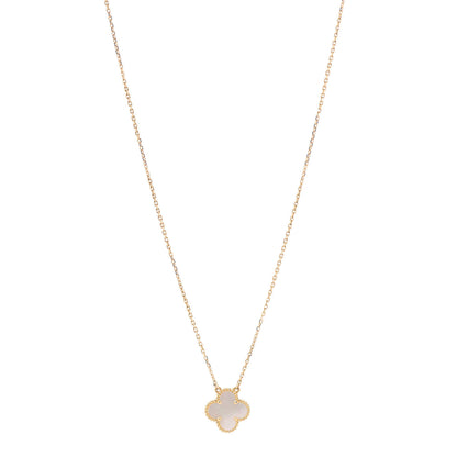 Van Cleef & Arpels 18K Yellow Gold Mother of Pearl Vintage Alhambra Pendant Necklace 1 of 7