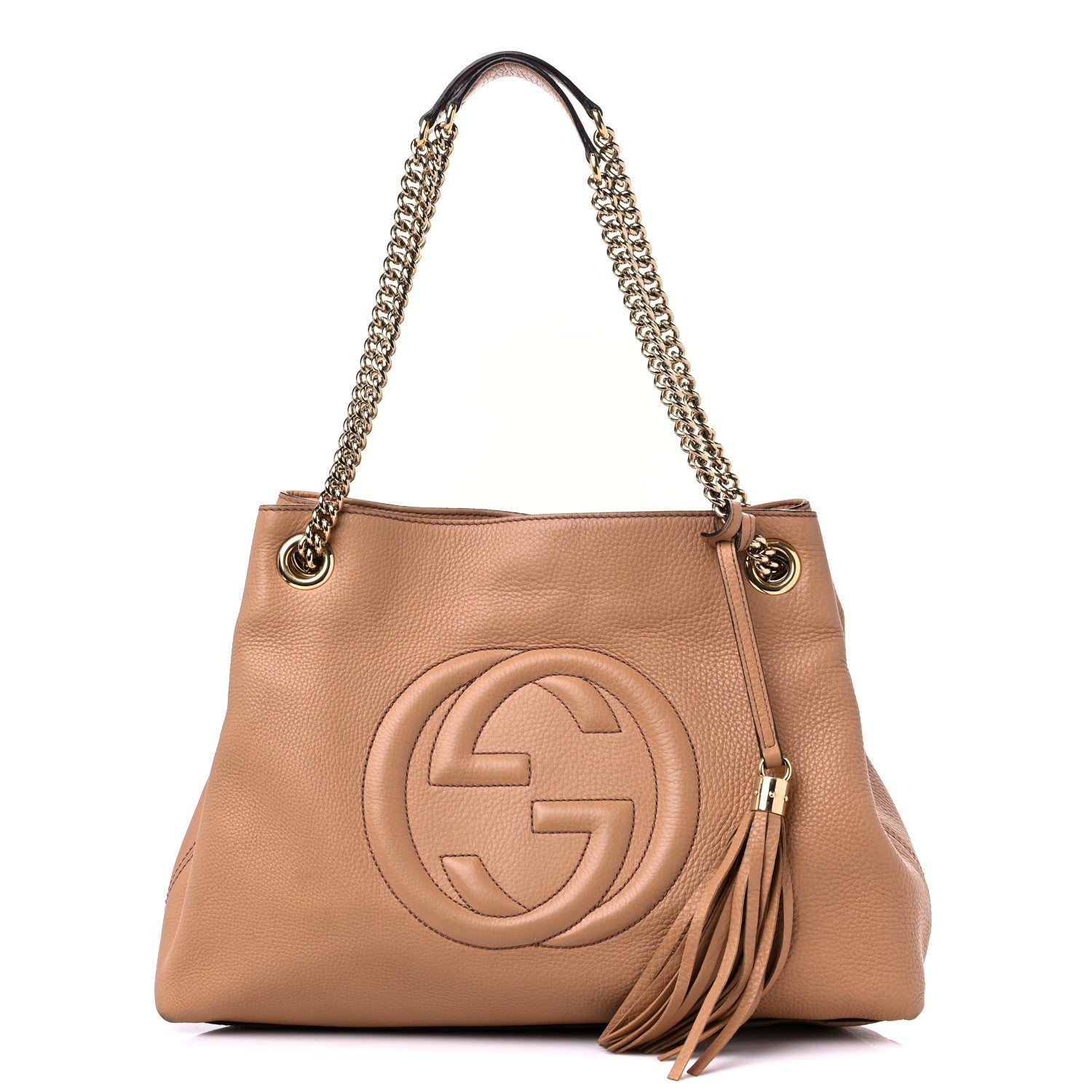 Gucci Pebbled Calfskin Medium Soho Chain Shoulder Bag Camelia 1 of 16