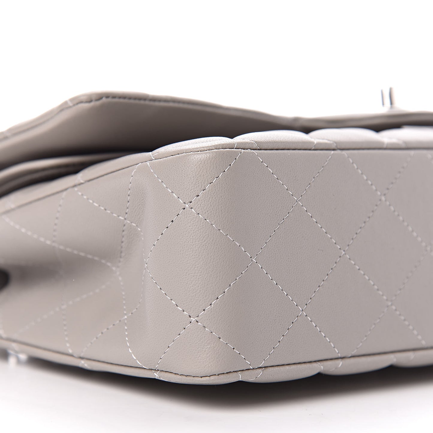 Lambskin Quilted Medium Double Flap Grey