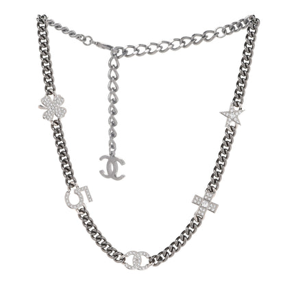 Chanel Ruthenium Crystal Chain CC Lucky Charms Choker Silver 3 of 7