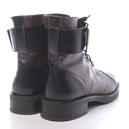 Louis Vuitton Calfskin Monogram Wonderland Flat Ranger Boots 40 Black 4 of 10