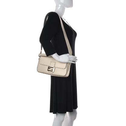 Fendi Vitello King Metal Stitch Baguette Pergamena 2 of 9