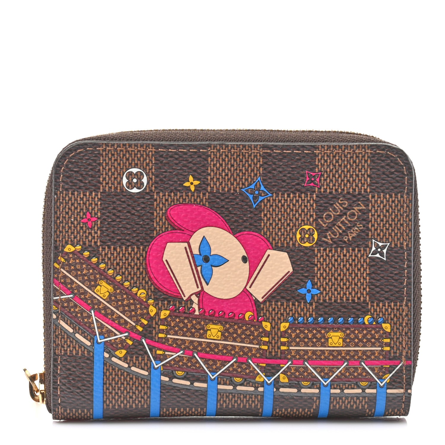 Louis Vuitton Damier Ebene 2020 Christmas Animation Roller Coaster Zippy Coin Purse Pivoine 1 of 7