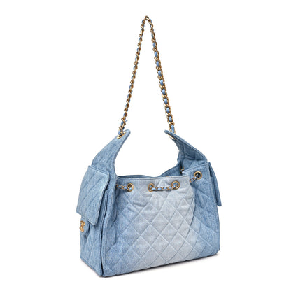 Chanel Washed Denim Quilted Small Chanel 25 Handbag Blue 3 of 10