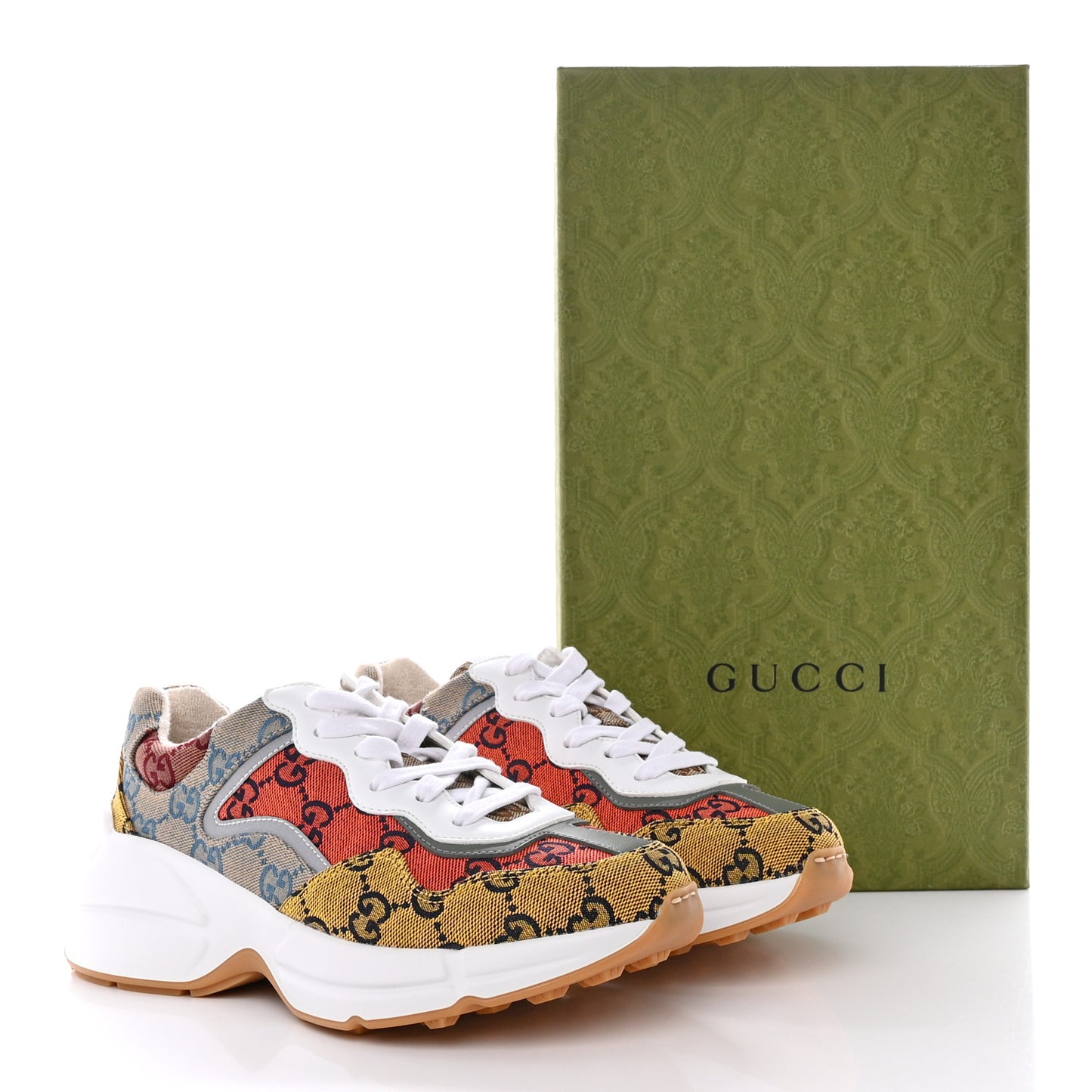Monogram Multicolor Demetra Womens Rhyton Sneakers 36 Yellow Blue Great White Tabasco