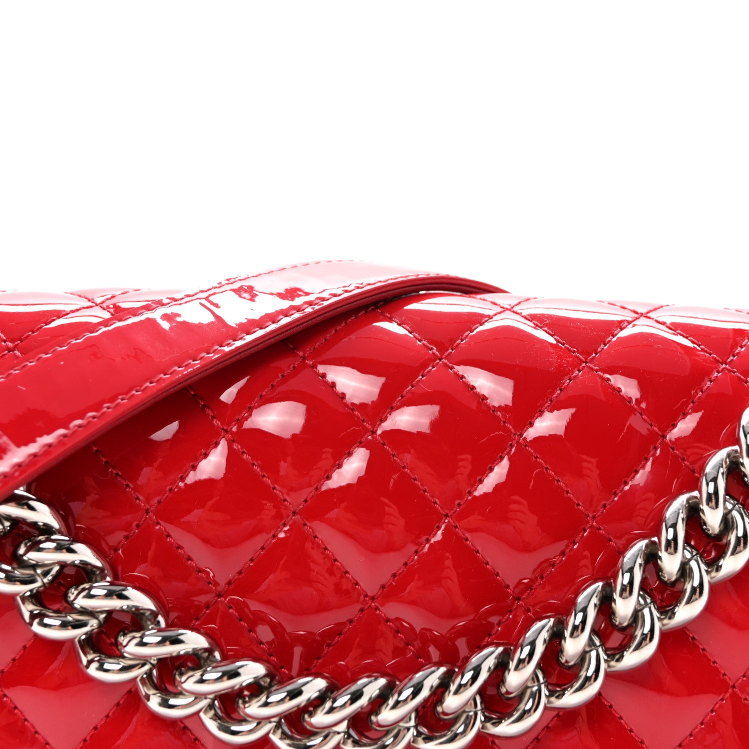 Chanel Patent Calfskin Quilted Medium Plexiglass Boy Flap Red 8 of 11
