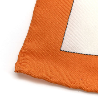 Hermes Silk Minuit Au Faubourg Scarf 70 Orange Gris Jaune 7 of 8
