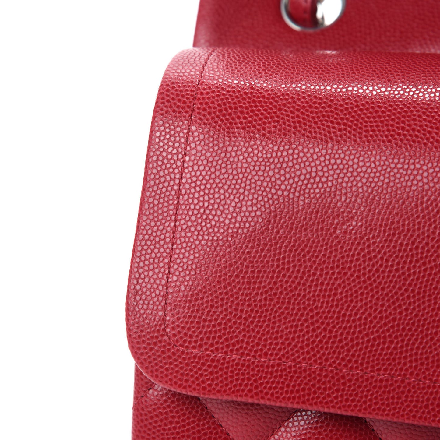 Caviar Quilted Jumbo Double Flap Red