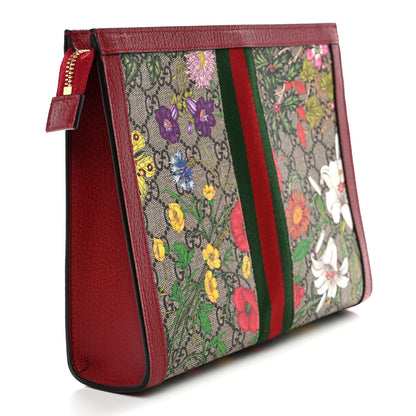Gucci GG Supreme Monogram Flora Web Ophidia Pouch Red 3 of 10