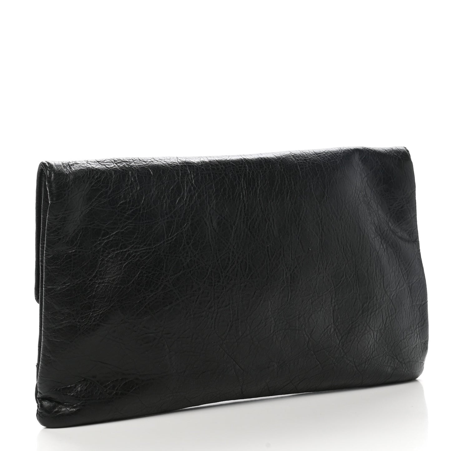 Agneau Giant 12 Silver Hardware Envelope Strap Clutch Black