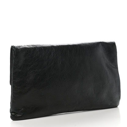 Balenciaga Agneau Giant 12 Silver Hardware Envelope Strap Clutch Black 3 of 8