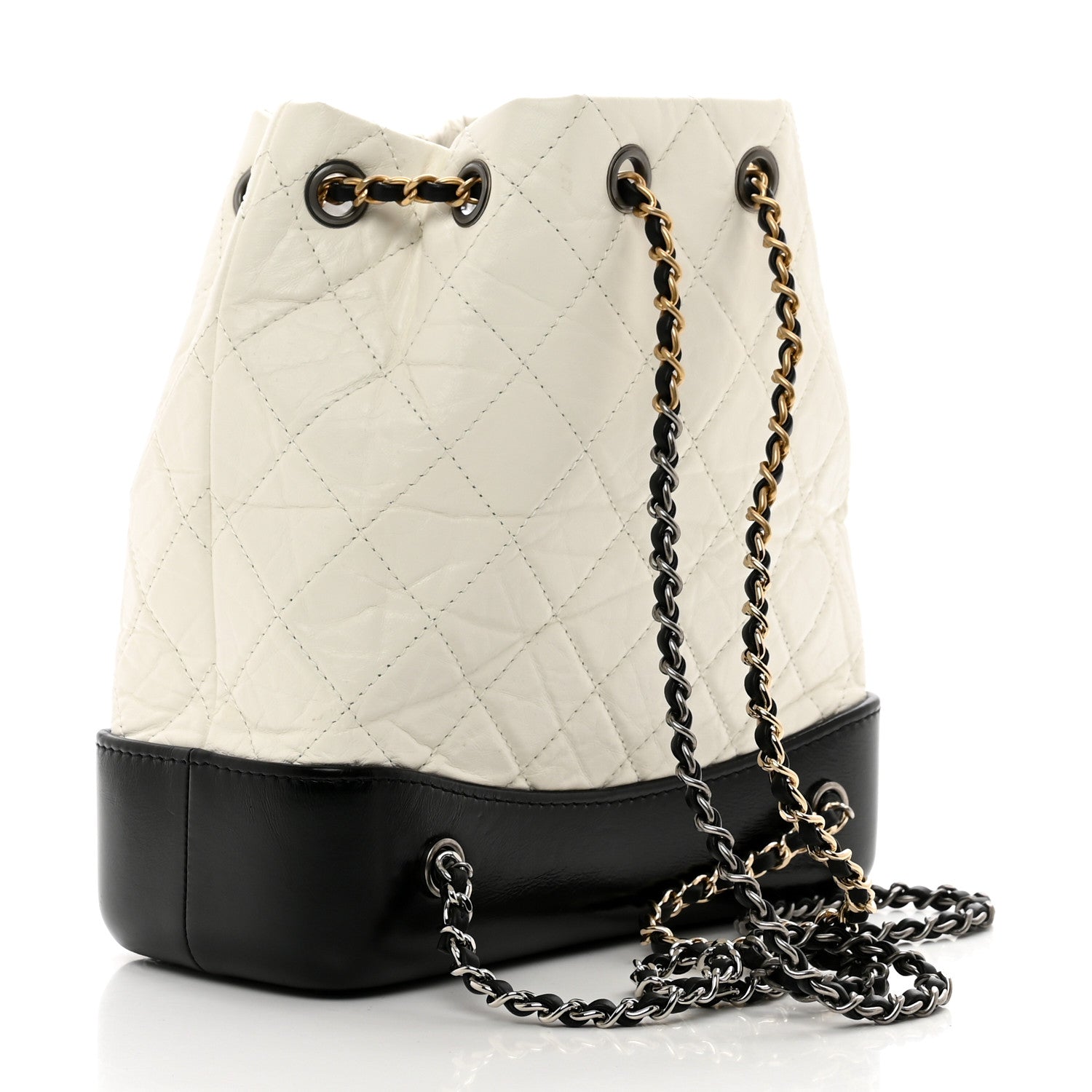 Chanel Aged Calfskin Quilted Small Gabrielle Backpack Black White 3 of 10