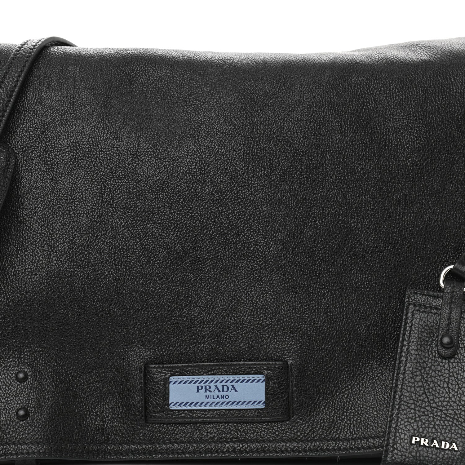 Prada Glace Calf Etiquette Flap Black Astrale 8 of 10