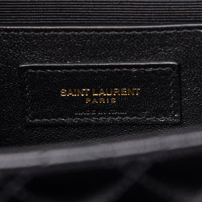 Saint Laurent Grain De Poudre Textured Mixed Matelasse Triquilt Medium Monogram Satchel Black 7 of 8