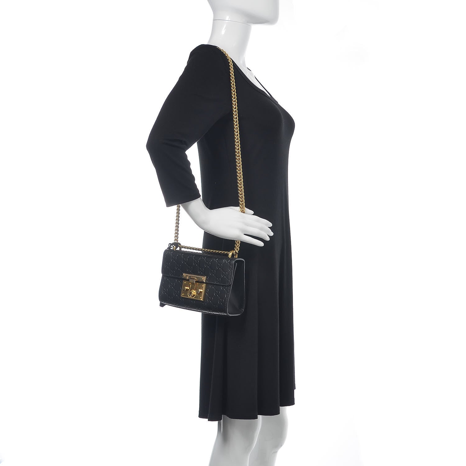 Gucci Guccissima Small Padlock Shoulder Bag Black 2 of 12