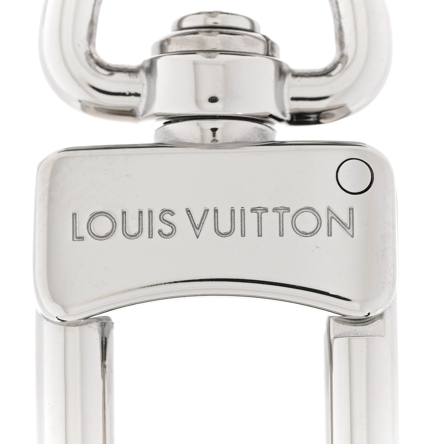 LOUIS VUITTON Metal Calfskin LV Cut Circle Bag Charm Key Holder Silver