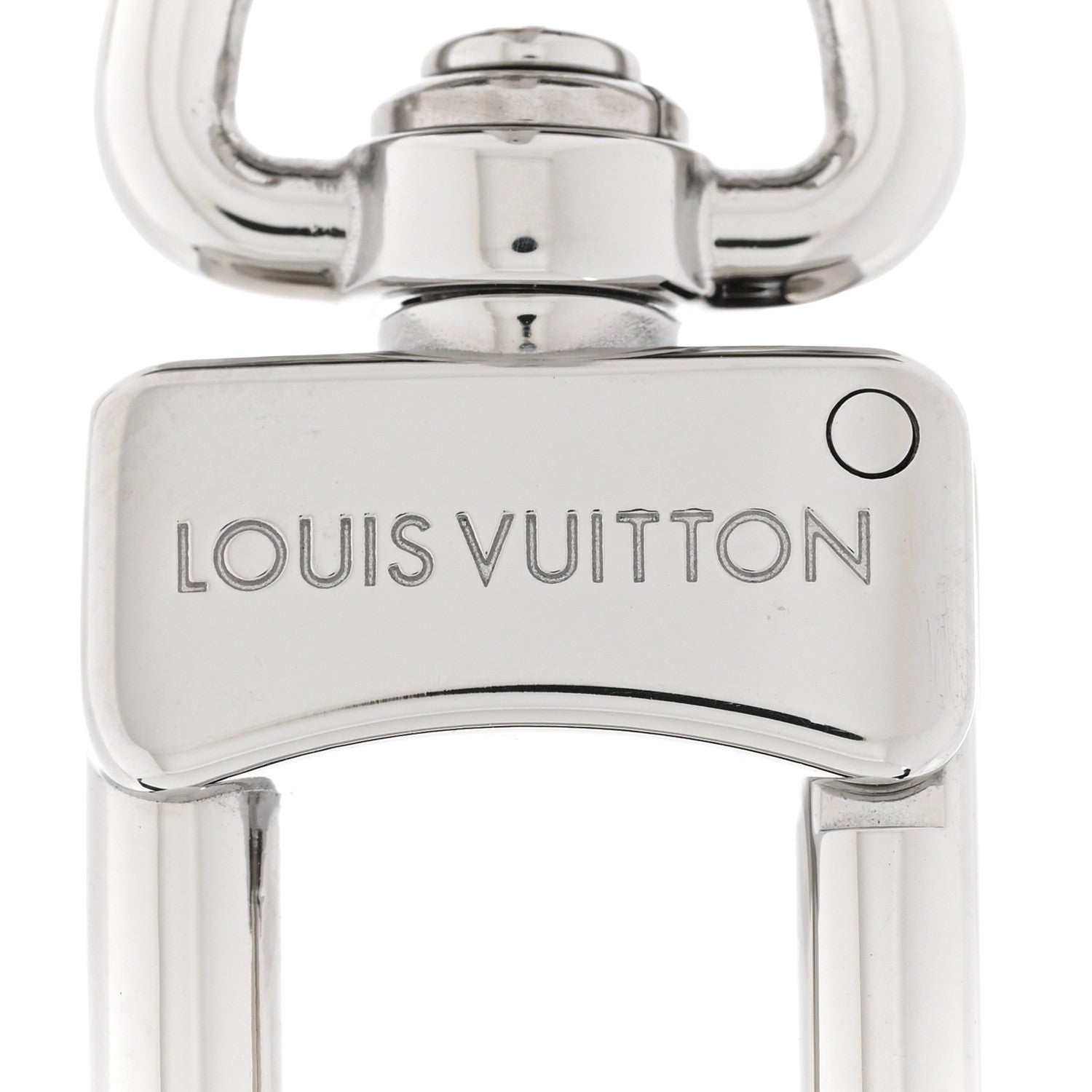 Louis Vuitton LOUIS VUITTON Metal Calfskin LV Cut Circle Bag Charm Key Holder Silver 3 of 5