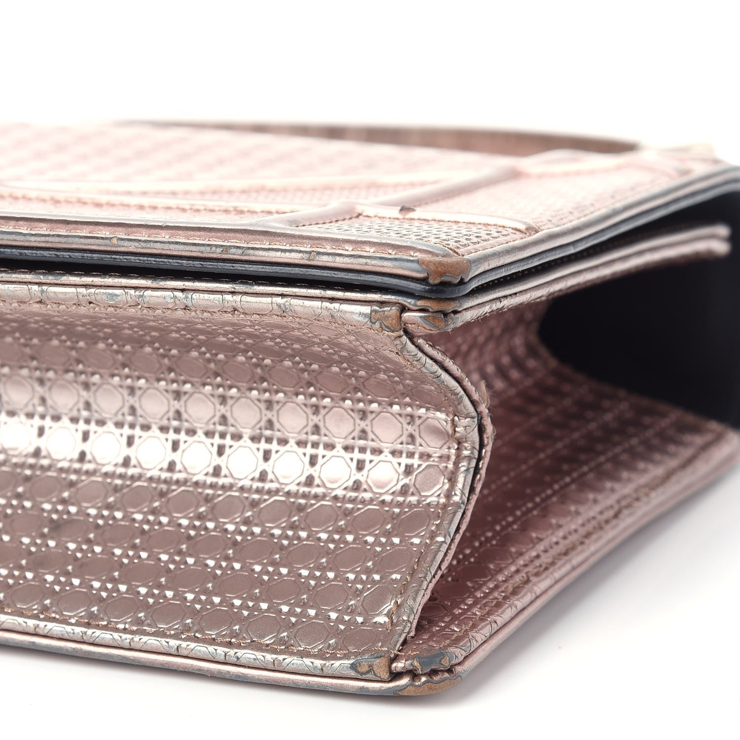 Christian Dior Metallic Patent Micro-Cannage Medium Diorama Flap Bag Pink 6 of 15