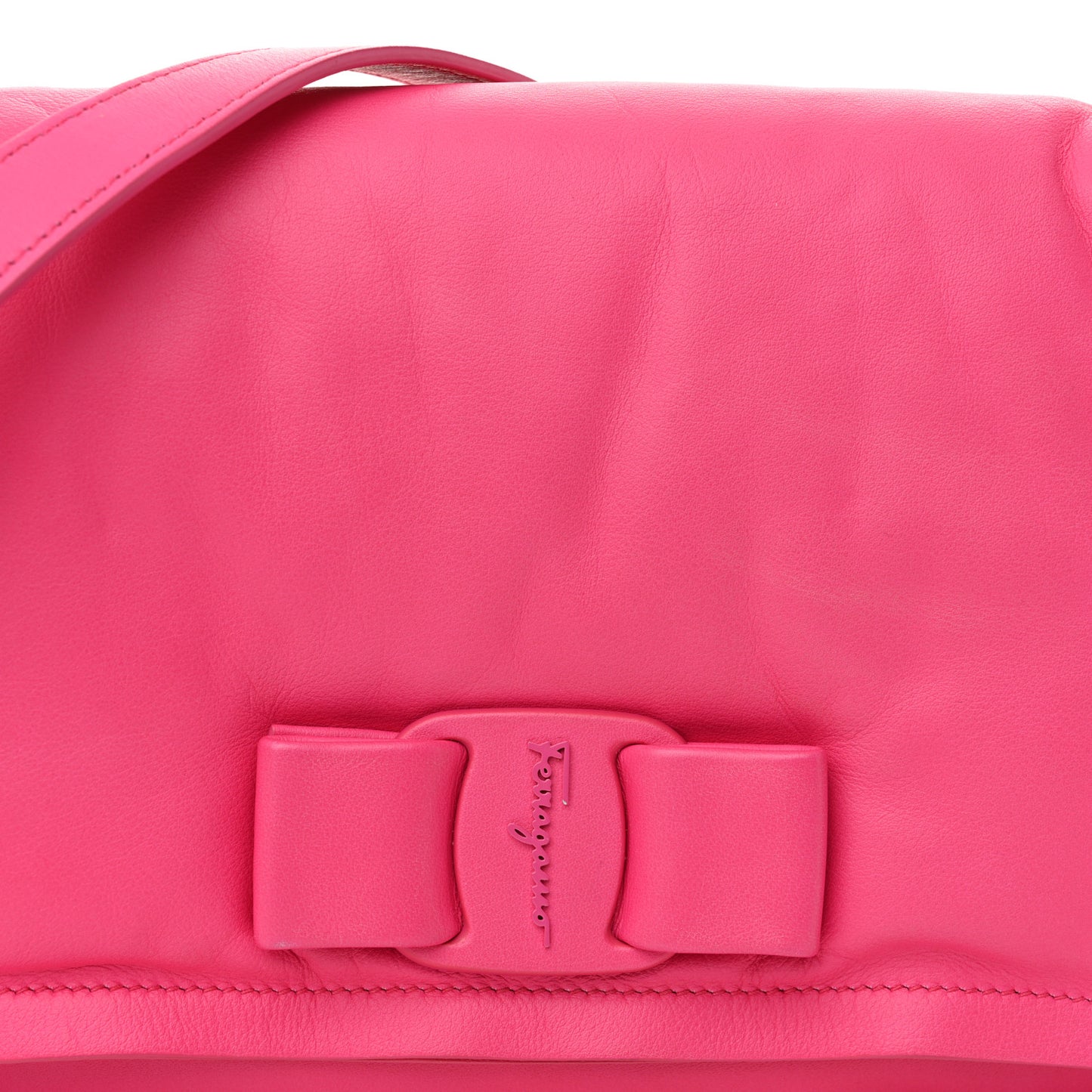 Calfskin Small Viva Bow Shoulder Bag Hot Pink