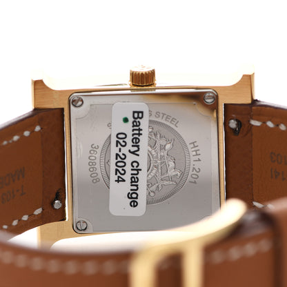 Hermes Stainless Steel Epsom 21mm Heure H Hour Quartz Watch Gold 4 of 5