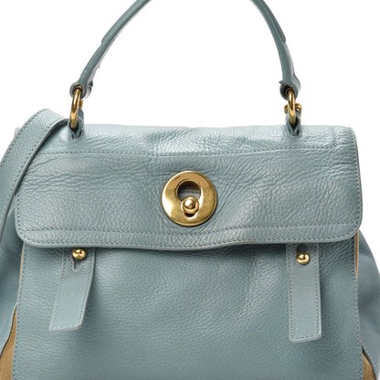 Saint Laurent Calfskin Canvas Small Muse Two Blue Glacier Beige 7 of 9