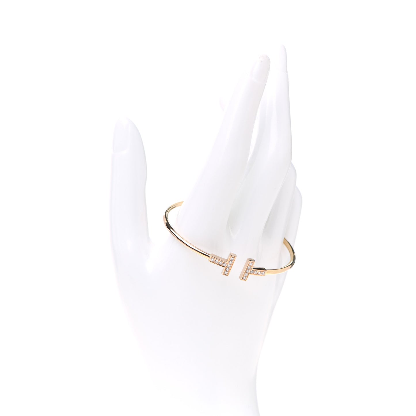 18K Yellow Gold Diamond T Wire Bracelet