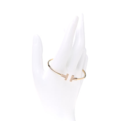 Tiffany 18K Yellow Gold Diamond T Wire Bracelet 2 of 5