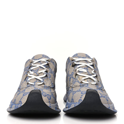 Gucci Ultralight Plume Calfskin Monogram Printed Mens Gucci Run Sneakers 10.5 Beige Blue 3 of 9