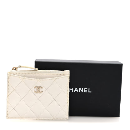 Chanel Caviar Quilted CC Zip Card Holder White 8 of 8