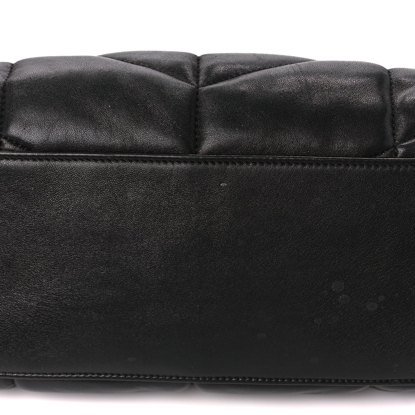 Lambskin Quilted Medium Loulou Puffer Monogram Chain Satchel Black