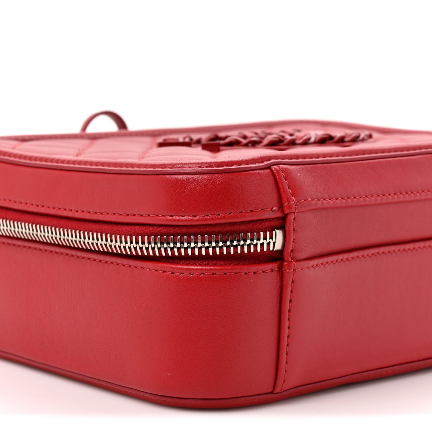 Lambskin Quilted Medium CC Filigree Vanity Case Dark Red