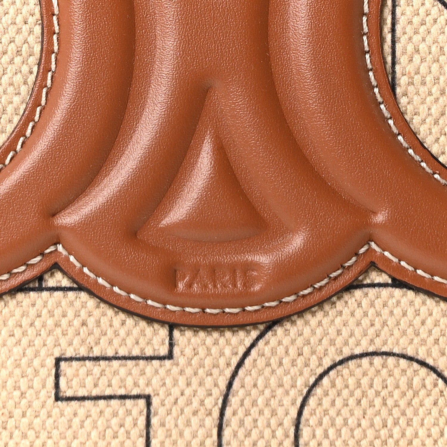 Celine Textile Calfskin All Over Print Small Triomphe Cabas Thais Natural Tan 7 of 9