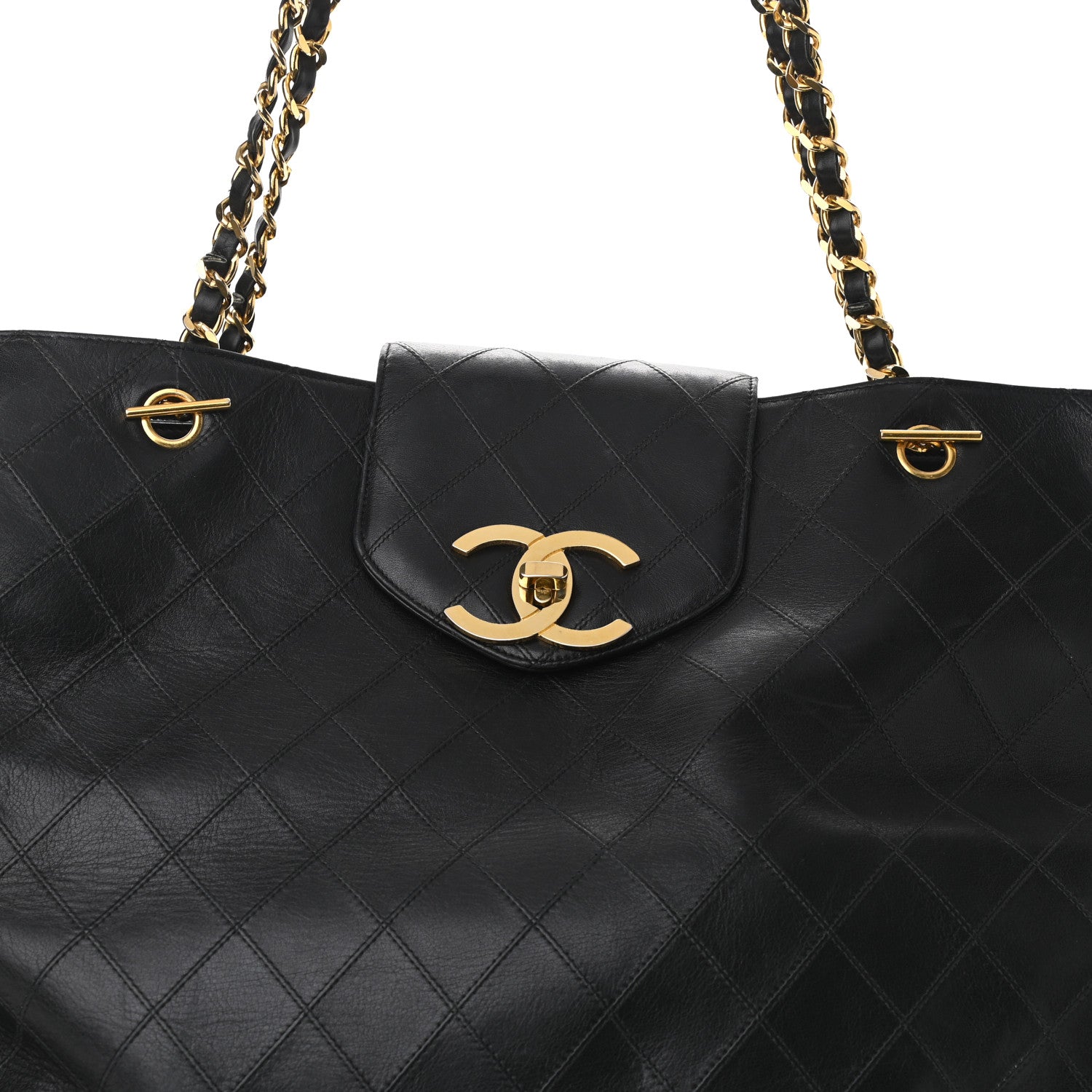 Chanel Calfskin Stitched XL Weekender Black 10 of 14