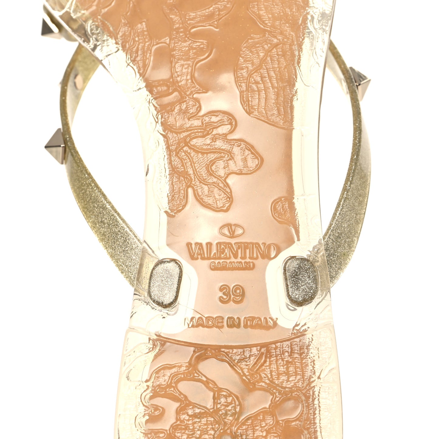 PVC Jelly Glitter Rockstud Bow Thong Sandals 39 Oro