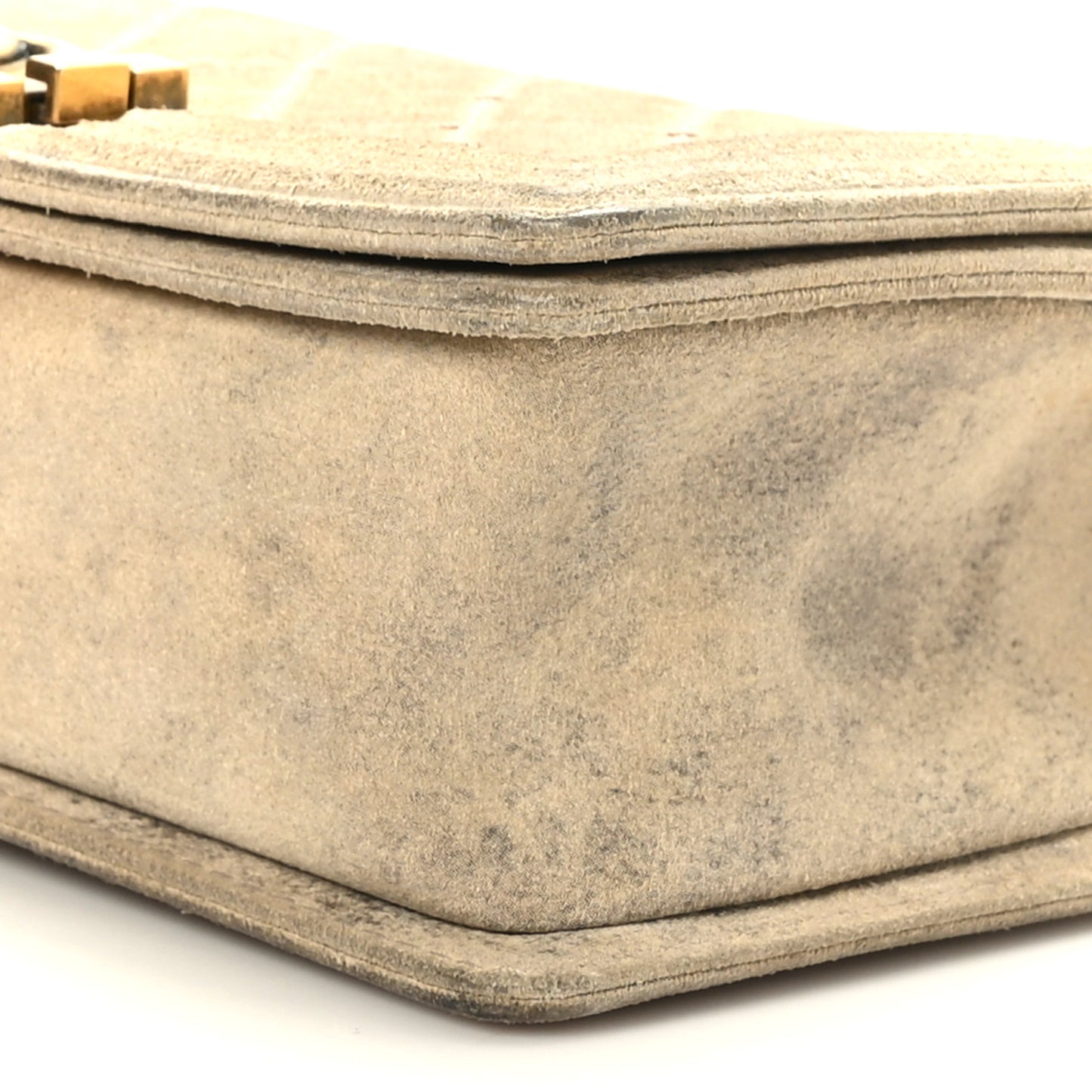 Iridescent Calfskin Quilted Medium Boy Flap Beige