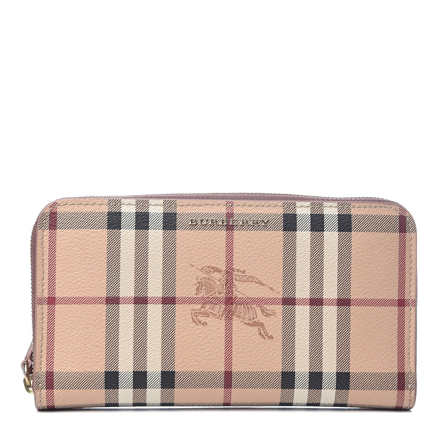 Burberry Haymarket Check Large Ziggy Zip Around Wallet Dusty Pink 1 of 5