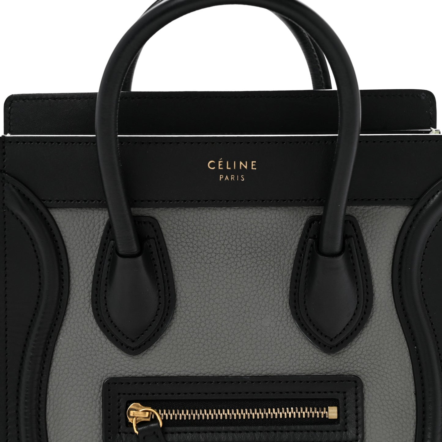 Baby Grained Calfskin Nano Tri-Color Luggage Zinc Almond
