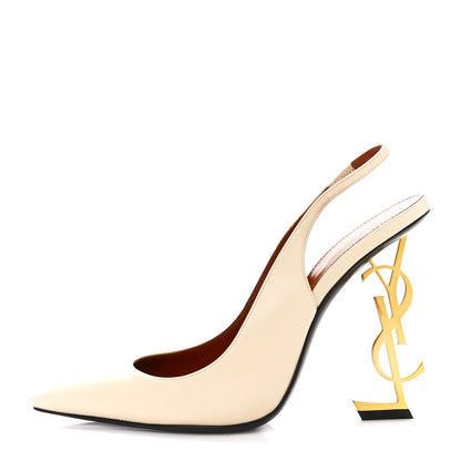 Saint Laurent Calfskin Opyum 110 Slingback Pumps 39.5 Real Beige 1 of 9