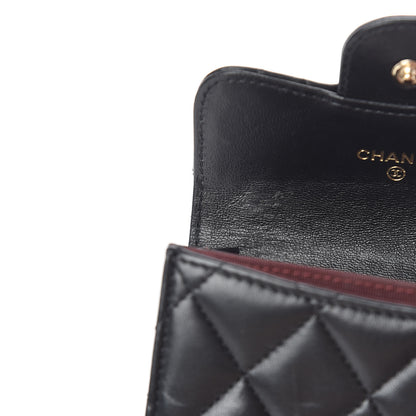 Chanel Lambskin Quilted Flap Card Holder Wallet Black 12 of 18